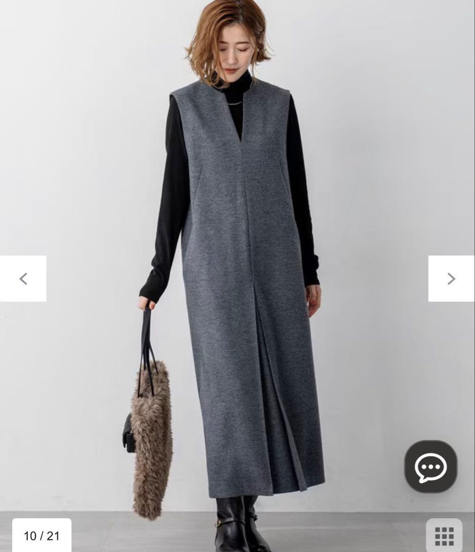 23区 グレー ノースリーブ ロングワンピース