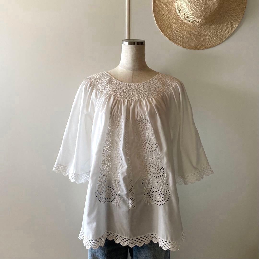 刺繍 レース チュニック euro vintage