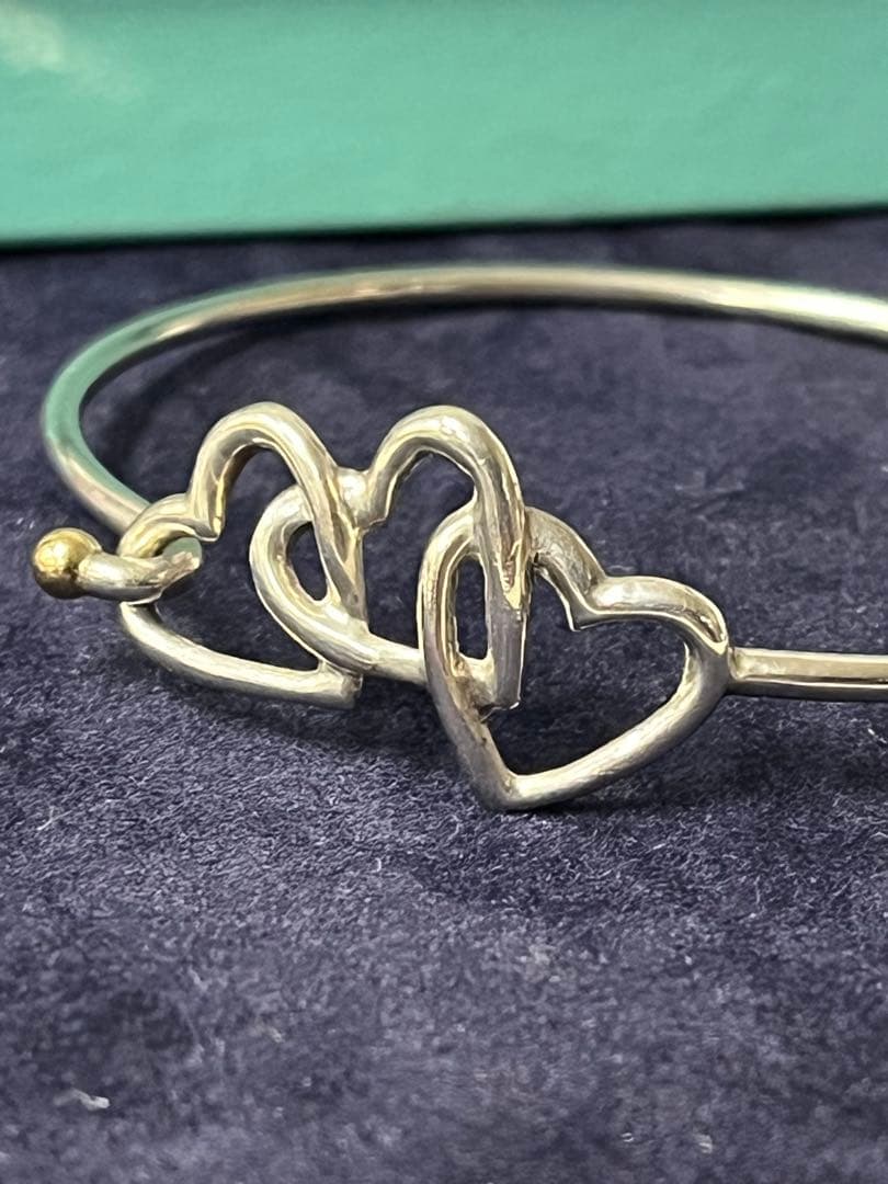 Tiffany ヴィンテージ トリプルハート バングル 18K SV925