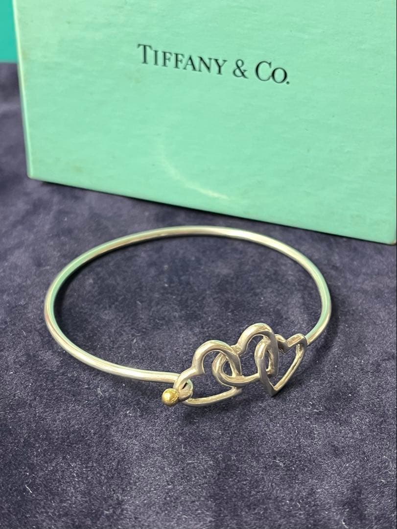 Tiffany ヴィンテージ トリプルハート バングル 18K SV925