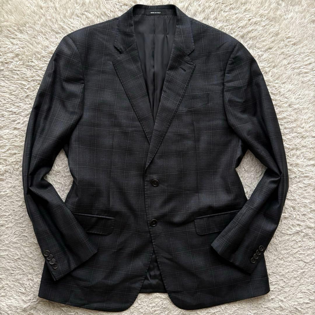 ★希少XLサイズ★ ジョルジオ アルマーニ SOFT チェック ジャケット 灰色