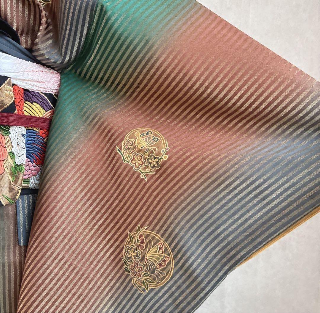 坂*ん様 付け下げ　小紋　フルセット　着物　正絹　縞模様　ストライプ　比翼仕立