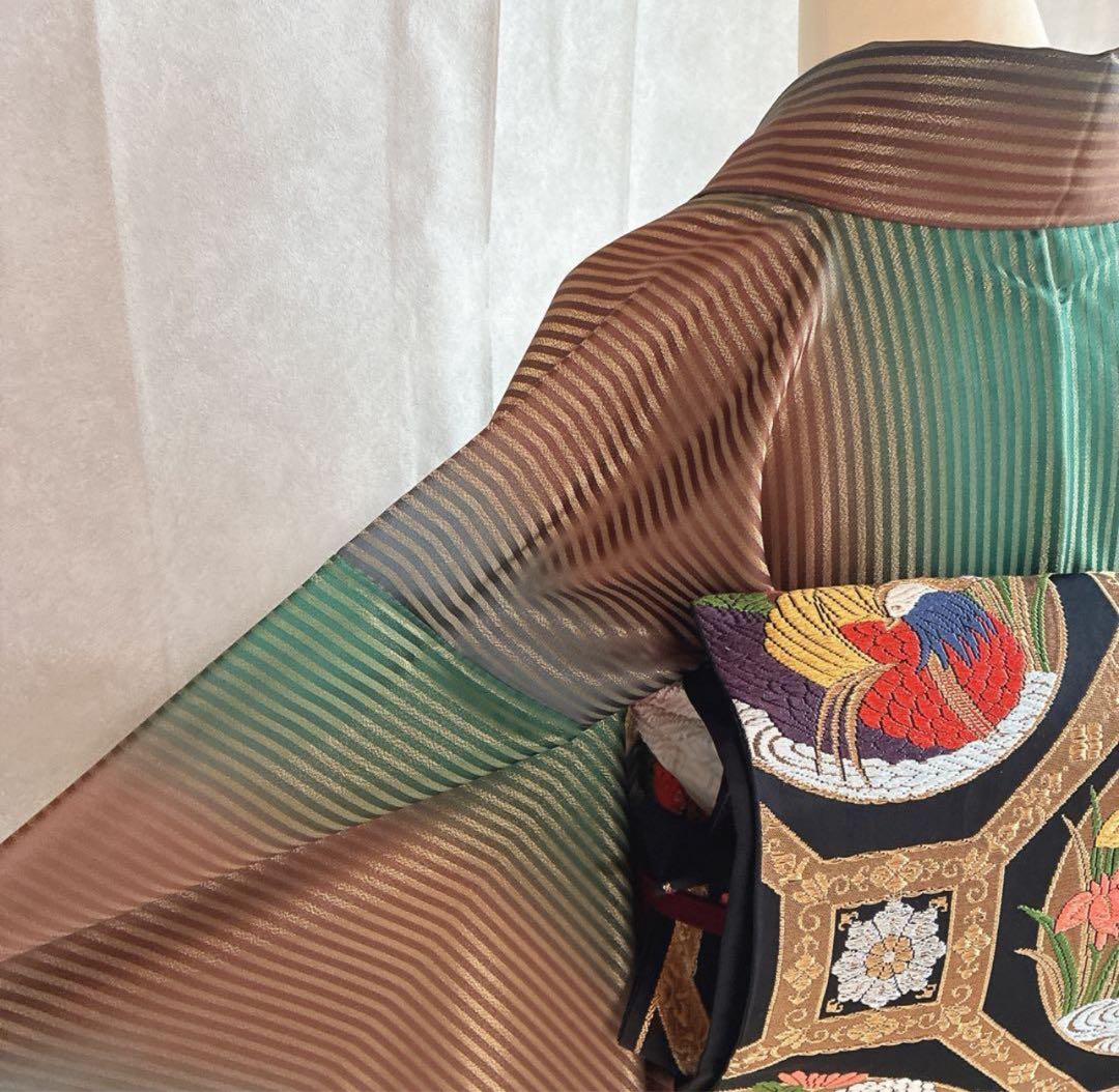 坂*ん様 付け下げ　小紋　フルセット　着物　正絹　縞模様　ストライプ　比翼仕立