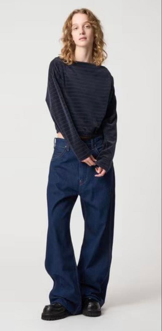 【売約済】＜6(ROKU)＞ベロア ボーダー トップス