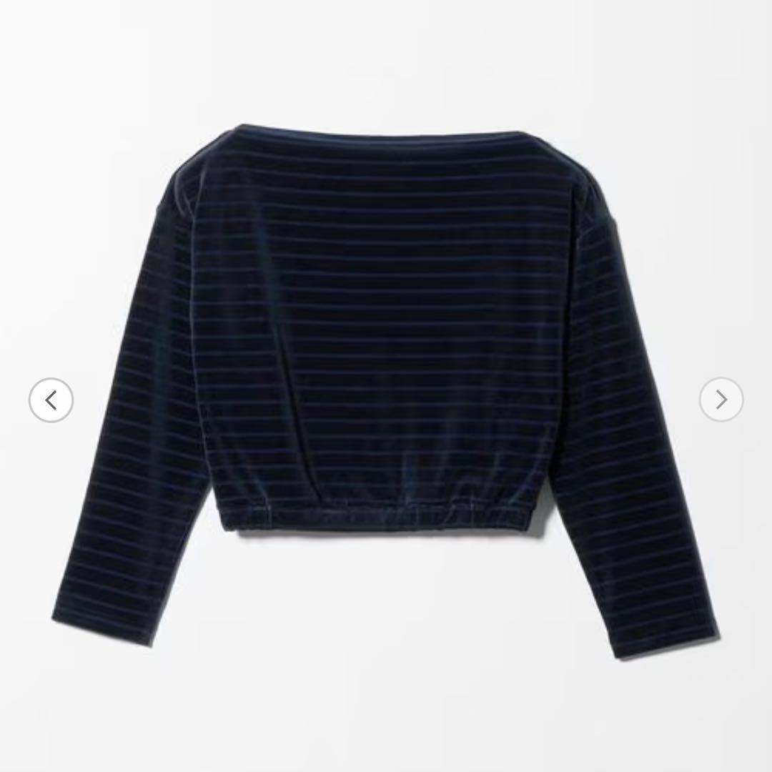 【売約済】＜6(ROKU)＞ベロア ボーダー トップス