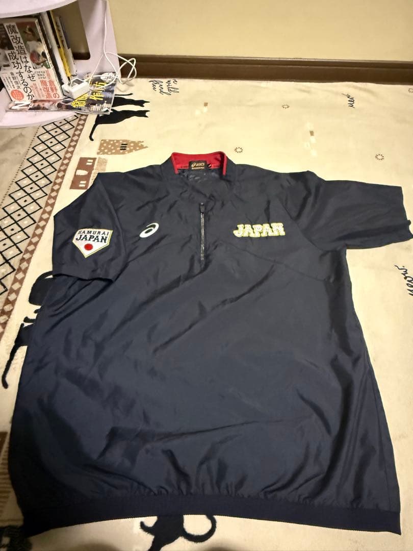 アシックス 日本代表 半袖ジャケット ネイビー