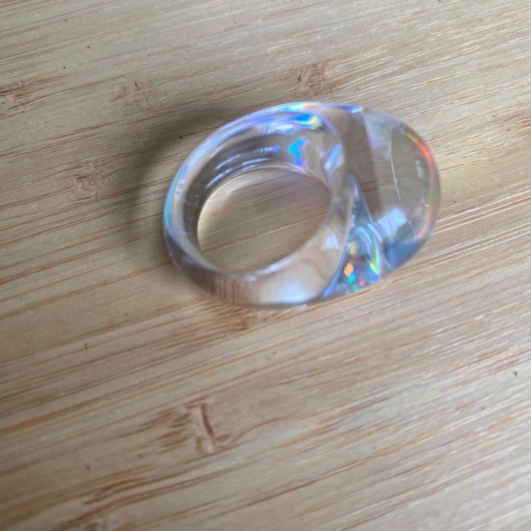 Baccarat❤️ガラスリング クリア アーク リング 虹色の輝き☆フランス製
