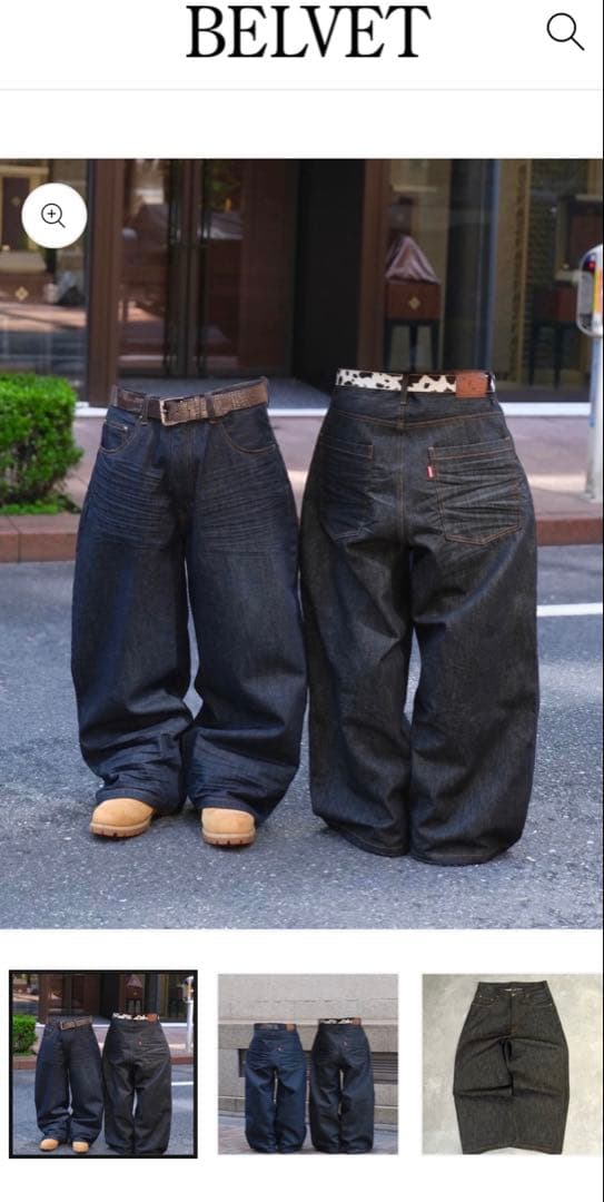 パンツ BELVET Baggy rigid denim black