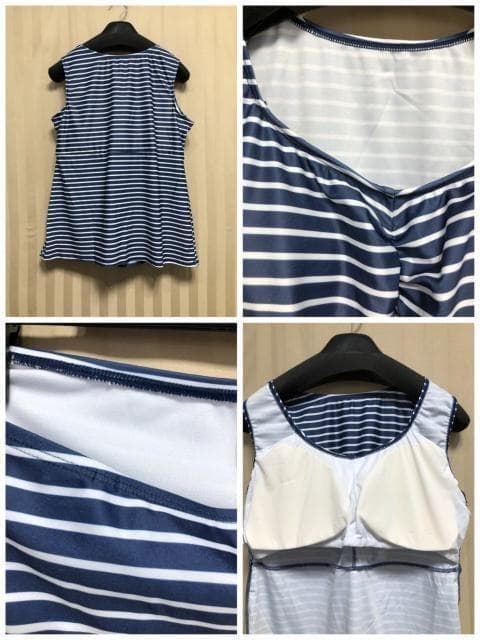 新品☆8L紺系♪カーゴパンツ付タンクトップ水着4点セット♪リゾートにも☆a993