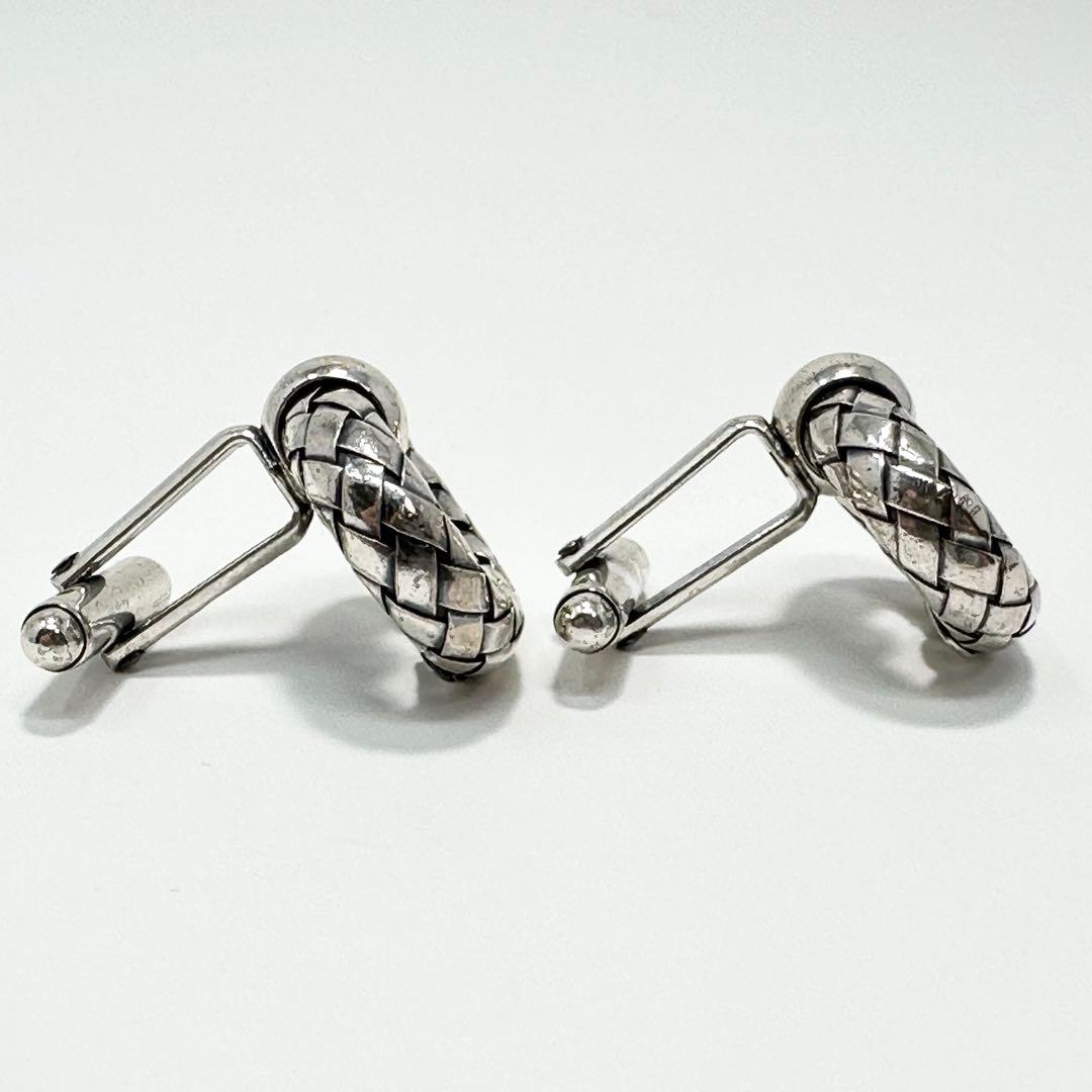 希少　ボッテガヴェネタ　イントレチャート　シルバー925 カフス　カフリンクス
