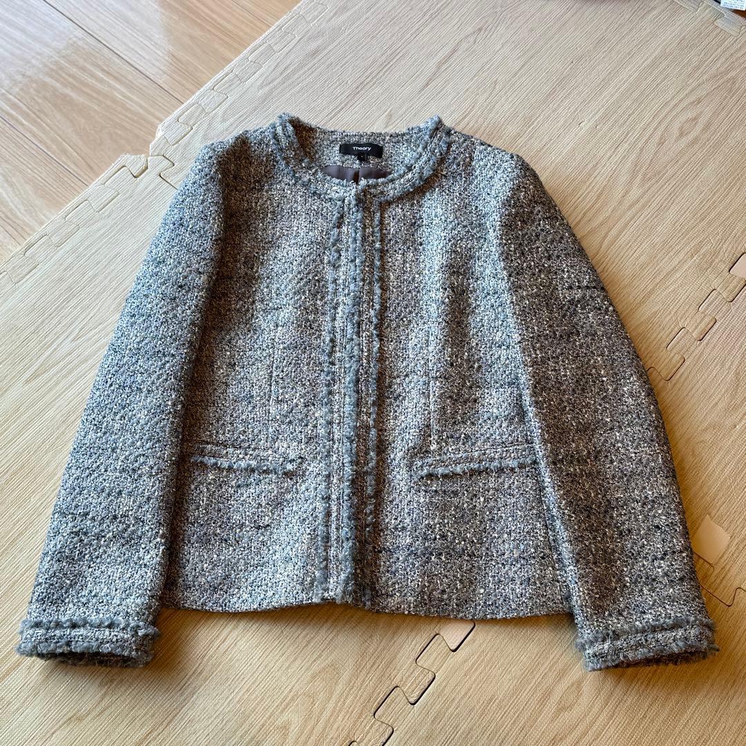 m*す様 セオリー theory ノーカラー ツイードジャケット