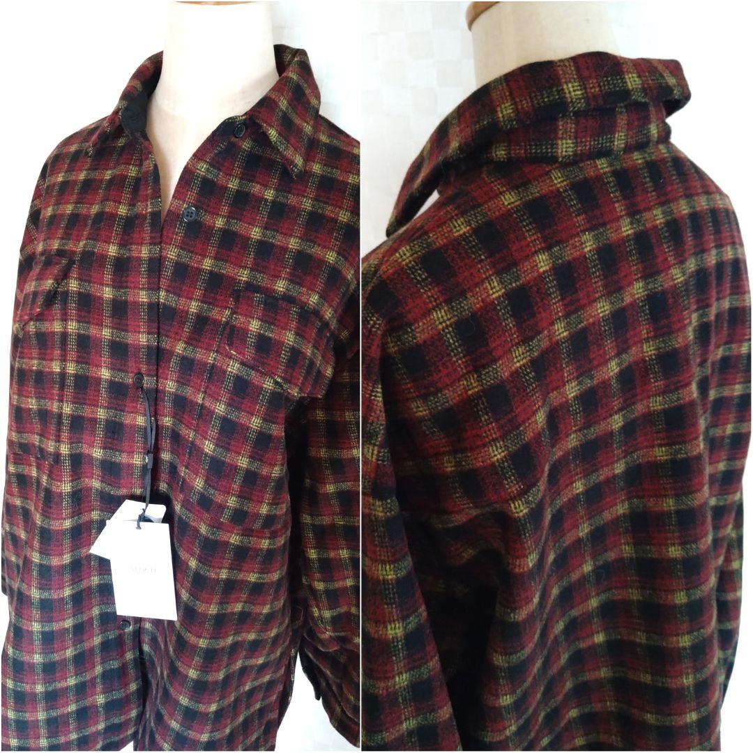 【新品タグ付】AMERI UND CHECK WOOL OVER SHIRT