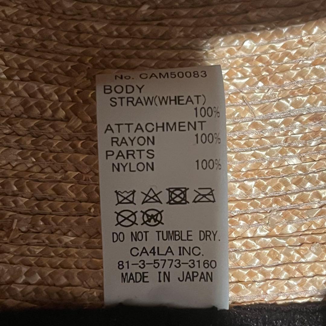 【美品】CA4LA Atelier Made 麦わら帽子 ベール付き リボン 黒