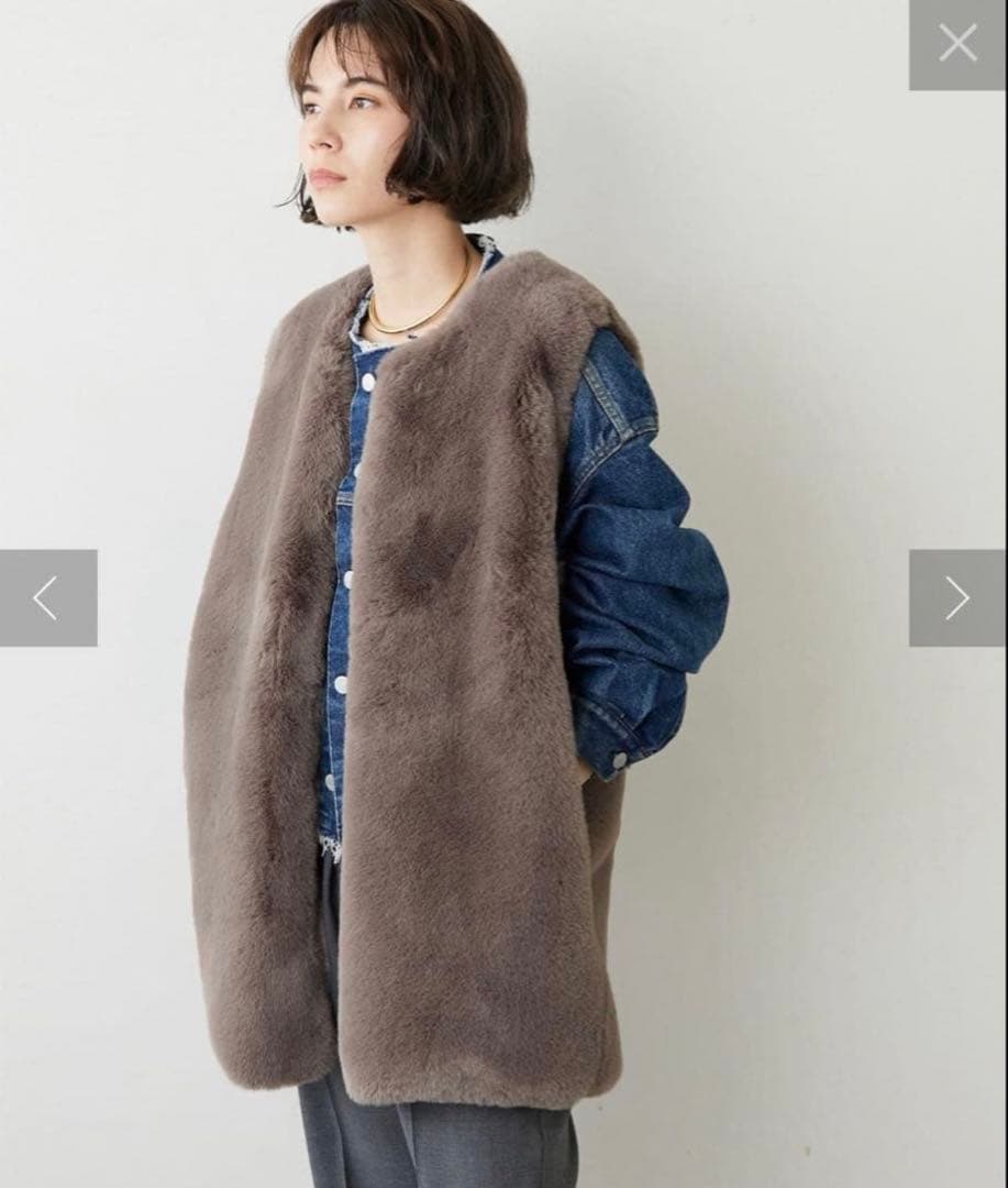 未使用近　Whim Gazettee エコファージレ　グレージュ