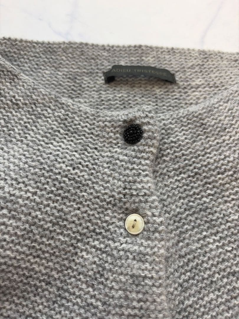 美品　ADIEU TRISTESSE 配色釦ウールカーディガン 日本製