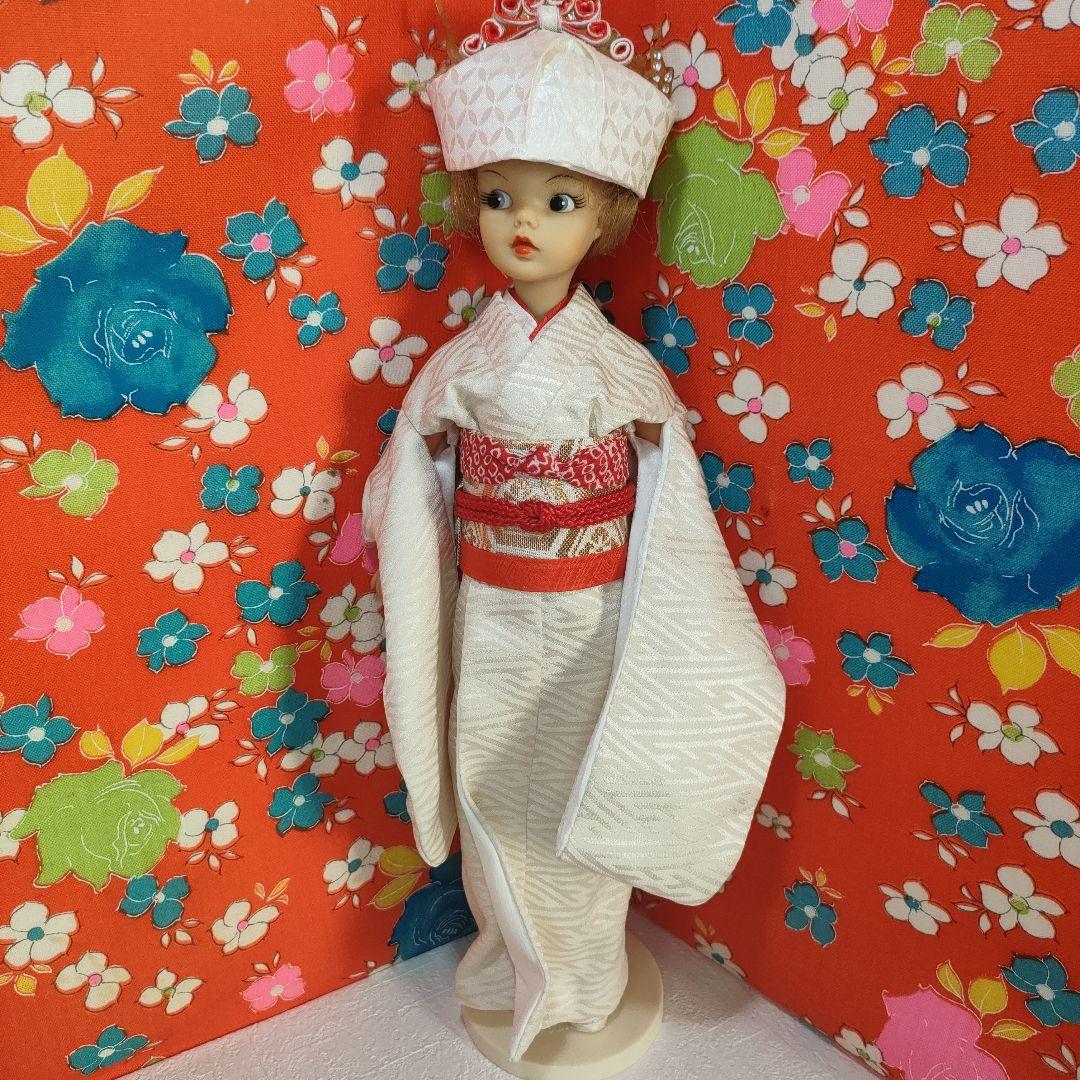 タミーちゃんサイズ　ハンドメイド　花嫁衣装セット　色打掛　オレンジ鶴