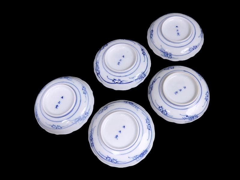 平戸　伊万里　立正堂製　割絵　山水紋の図　4寸皿　５枚　D083AS-DBi