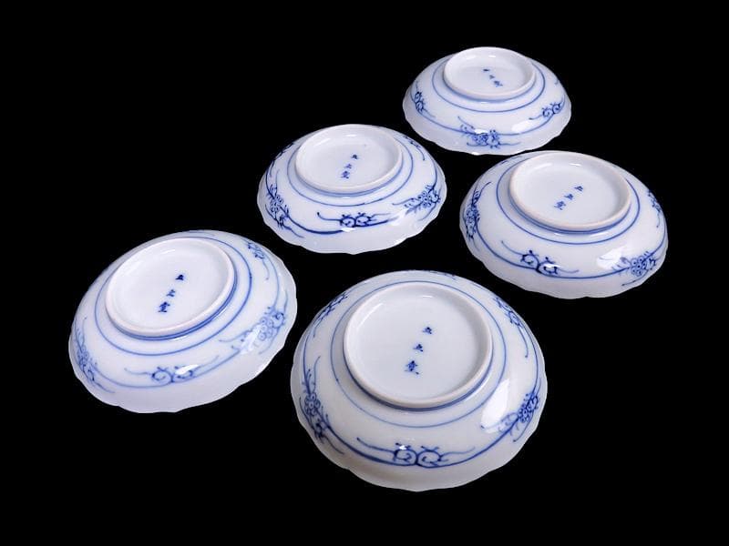 平戸　伊万里　立正堂製　割絵　山水紋の図　4寸皿　５枚　D083AS-DBi