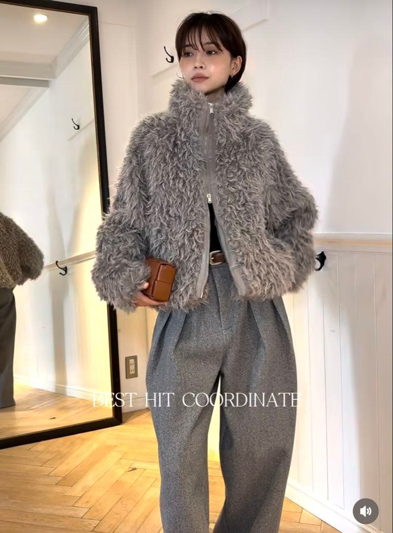 ESICA ミックスシープファースタンドブルゾン　モカ