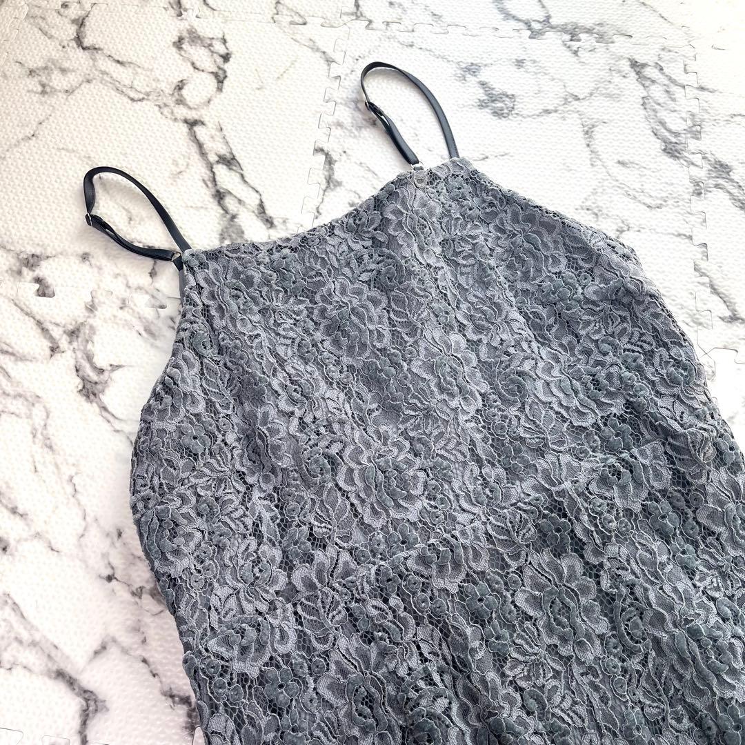 LEJA パール付きケープ風リボンパフスリーブボレロ刺繍レースキャミワンピ