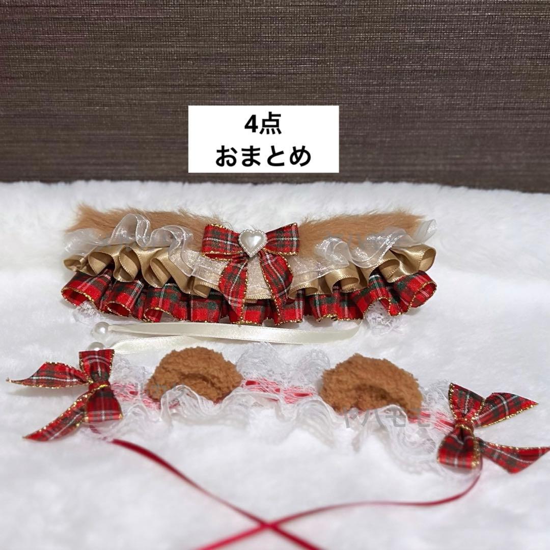 湯 ぬい服 テディベアなフリルドレス クマ耳ヘッドドレスセット 4点