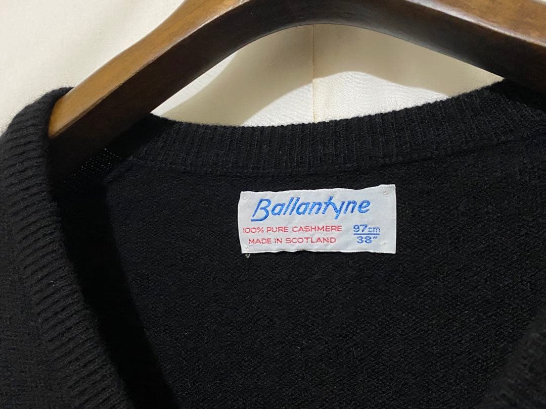 80s Ballantyne バランタイン カシミア ニットブラック 黒　38