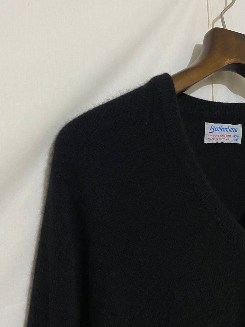 80s Ballantyne バランタイン カシミア ニットブラック 黒　38