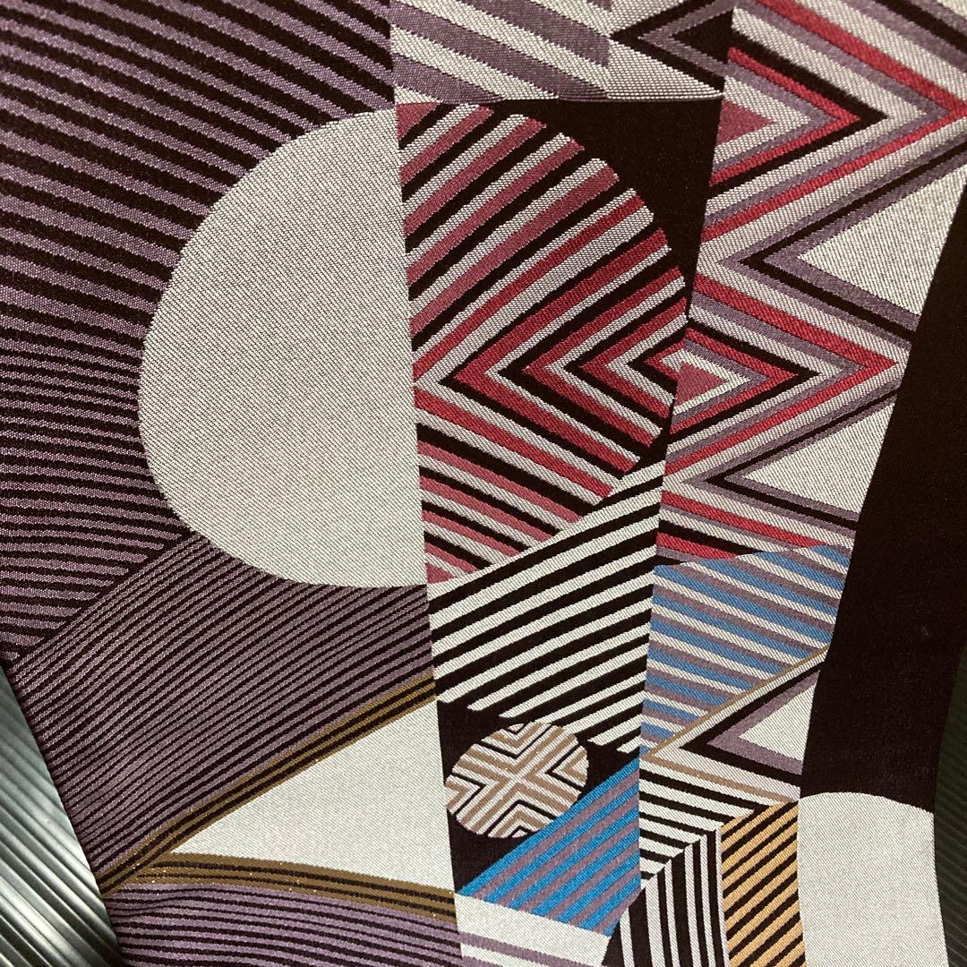 正絹　京袋帯【縞　丸　三角】