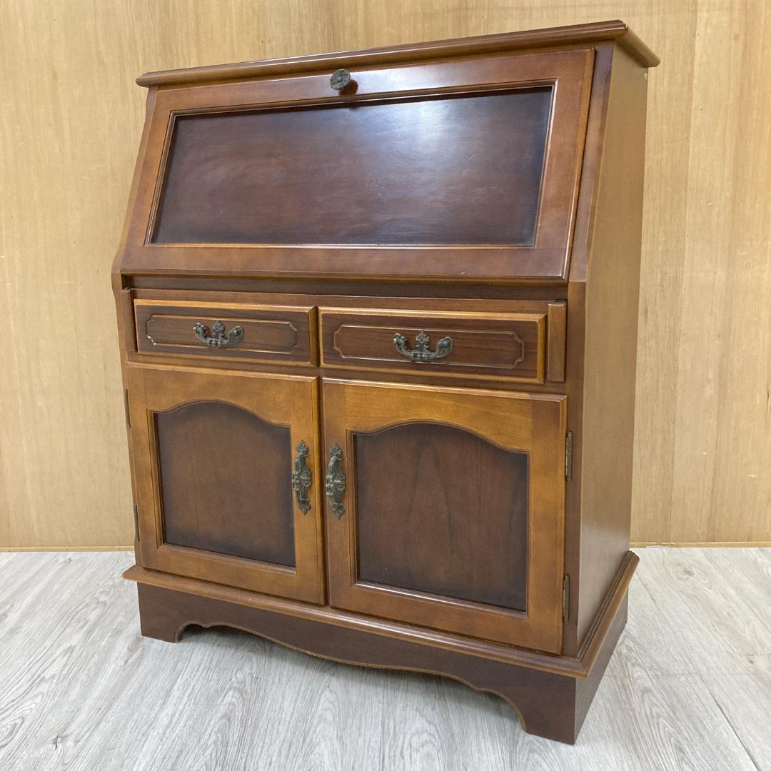 【カリモク】コロニアル　ライティングビューロー　デスク　机　昭和レトロ