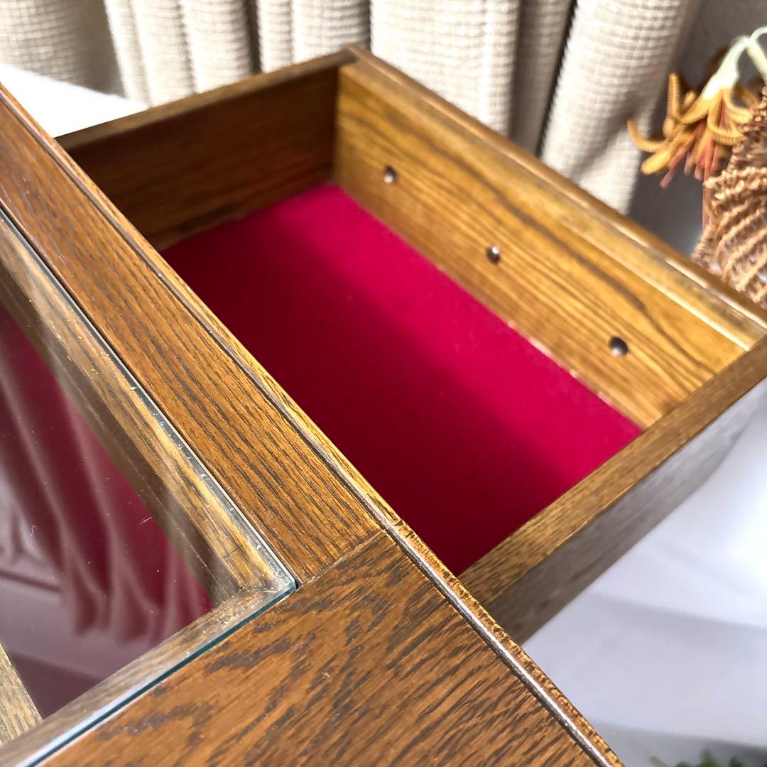 イタリアGiglio社　マホガニー木製サイドテーブル ガラス天板　2つ引き出し