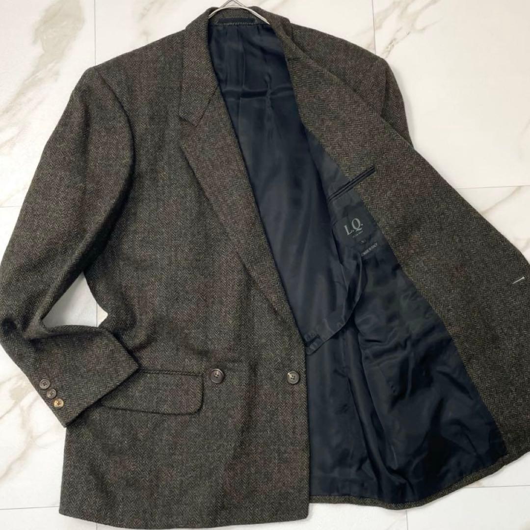 【超希少 キャメル混】ワイズフォーメン ダブル テーラードジャケット ツイード