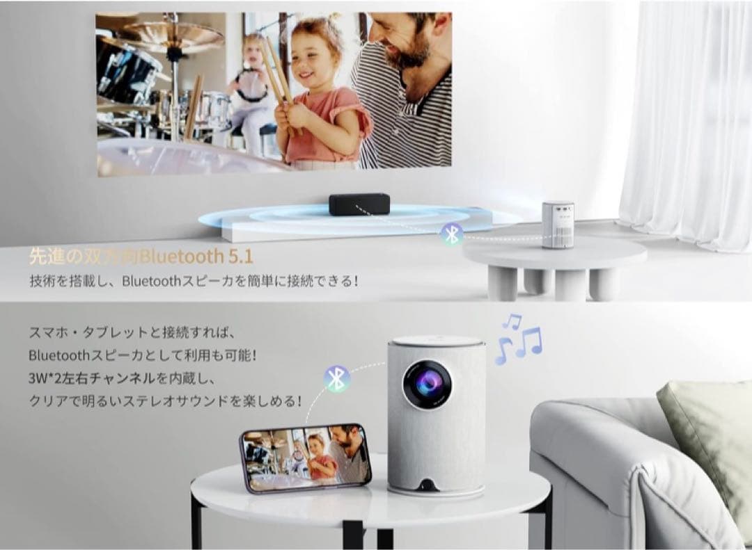 Sawcnreo 小型プロジェクター iFANR (ホワイト)