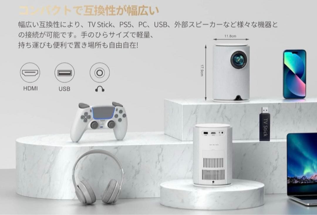 Sawcnreo 小型プロジェクター iFANR (ホワイト)