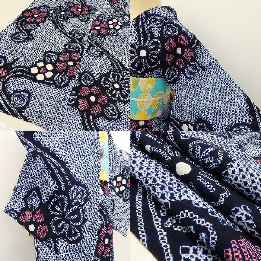 ライラック（プロフィール必読）✺美品 有松鳴海絞り 高級浴衣 A3291