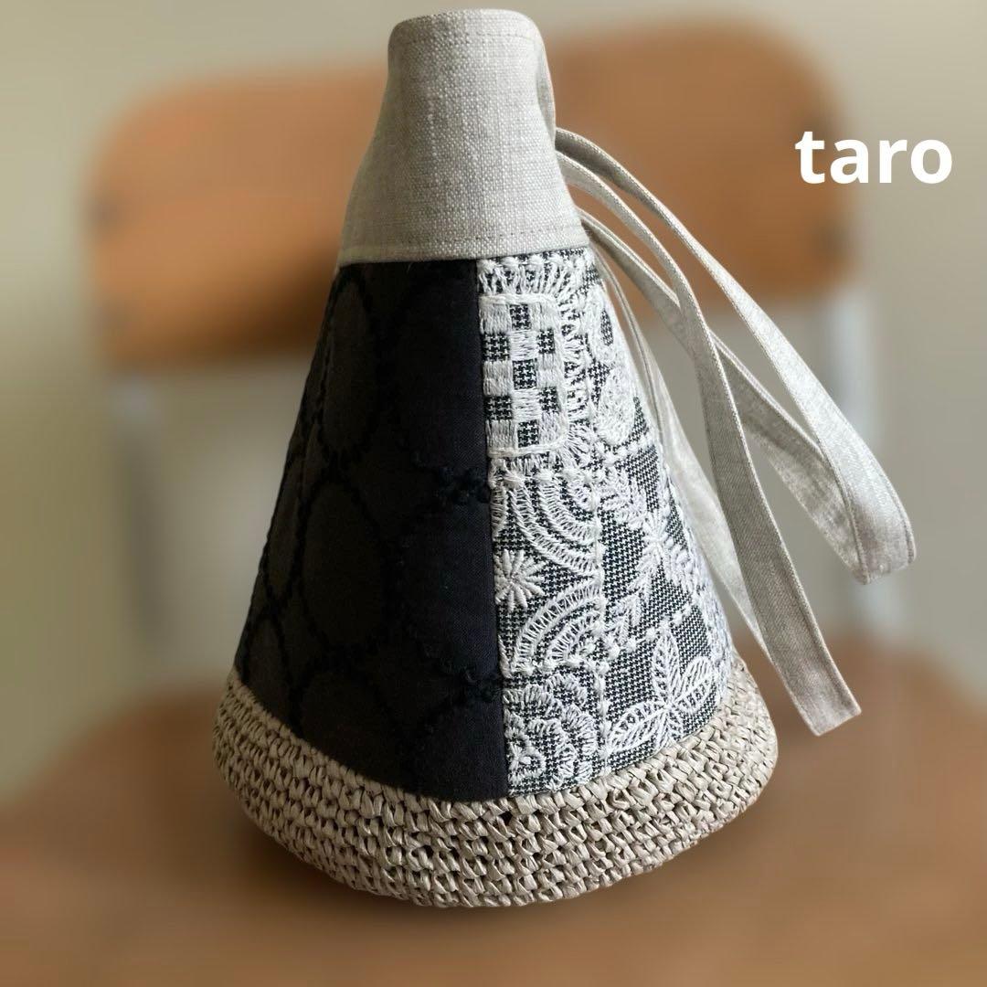タイルとタンバリン　かご編み付きバケツトート　ミナペルホネン　ハンドメイド