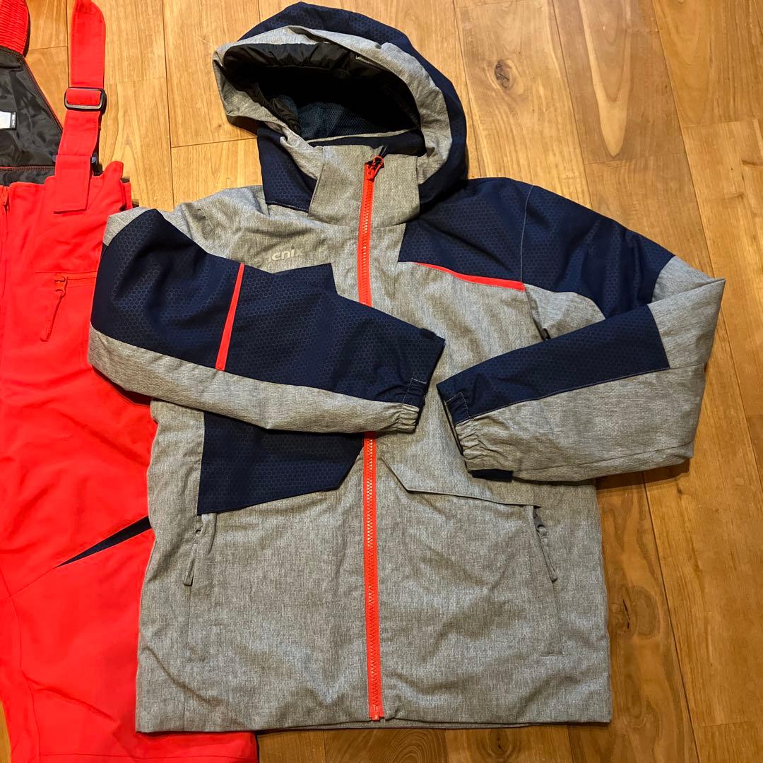 phenix スキーウェア 150cm グレー/ネイビー/レッド　グローブ付き