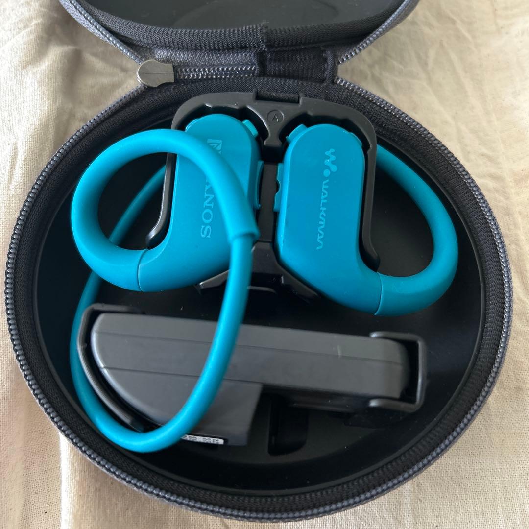 SONY 骨伝導イヤホン 青 充電ケース付き