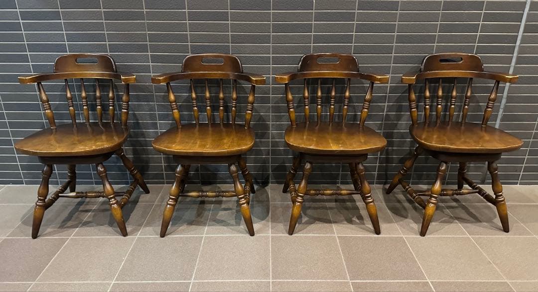 飛騨産業 キツツキマーク ウィンザーチェア ダイニングチェア 回転椅子 4脚