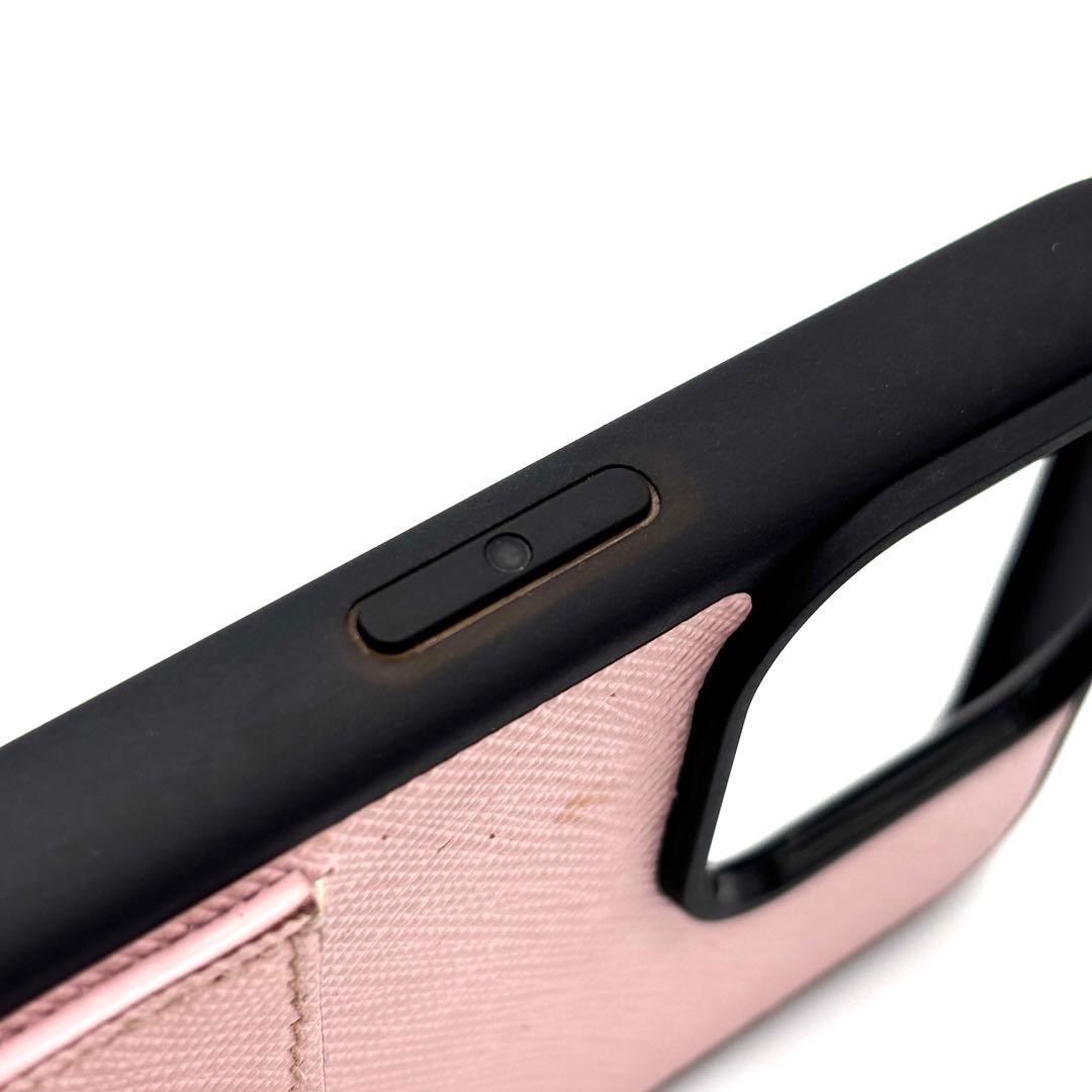 【正規品・美品】プラダ iPhone15ProMax ケース 三角ロゴ ピンク