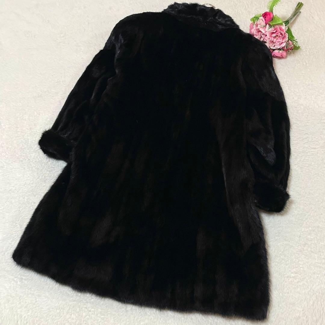 艶感◎ブラックミンク 本毛皮 ファーコート XXL相当 リアルファー