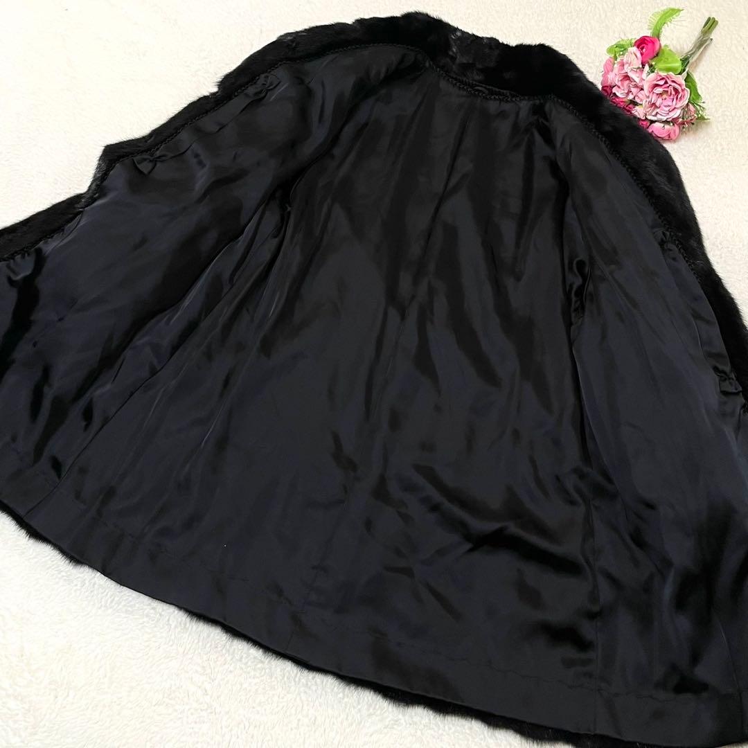 艶感◎ブラックミンク 本毛皮 ファーコート XXL相当 リアルファー