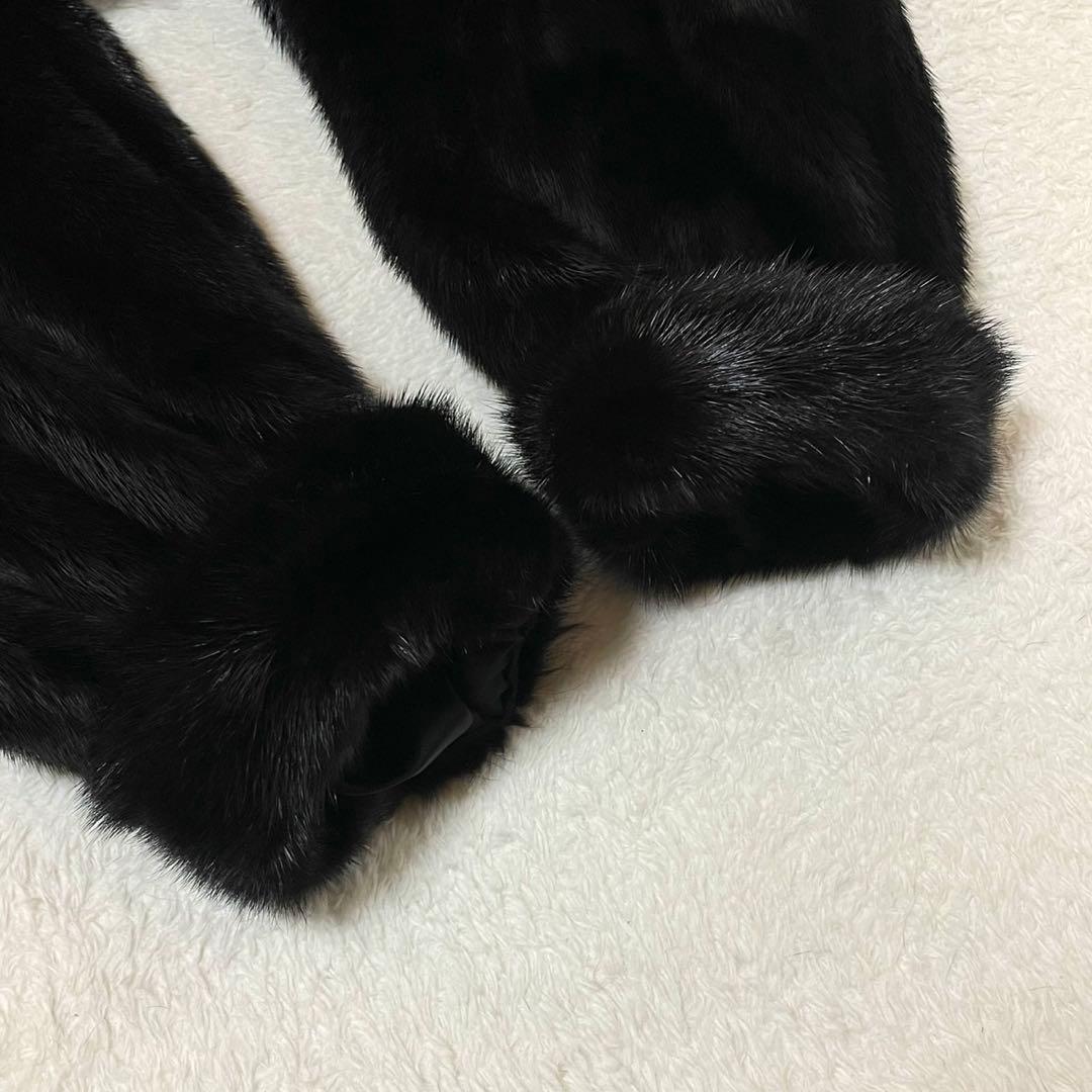 艶感◎ブラックミンク 本毛皮 ファーコート XXL相当 リアルファー