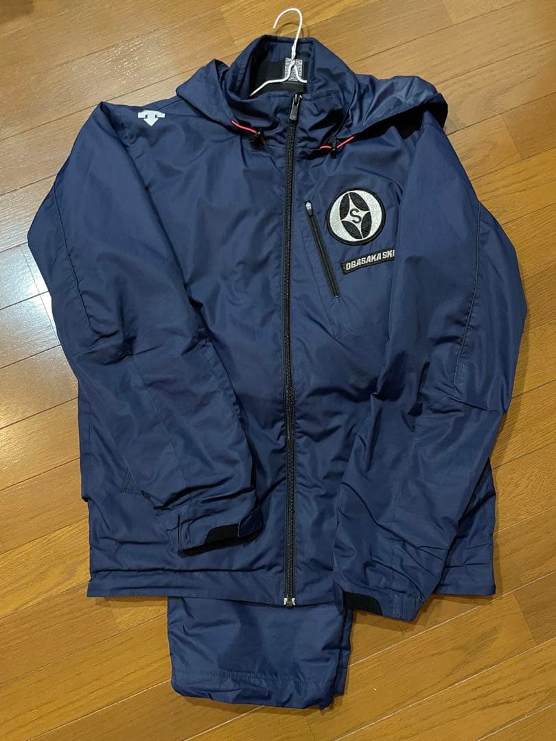ネイビー ナイロン ウィンドブレーカー 上下セット オガサカ DESCENTE