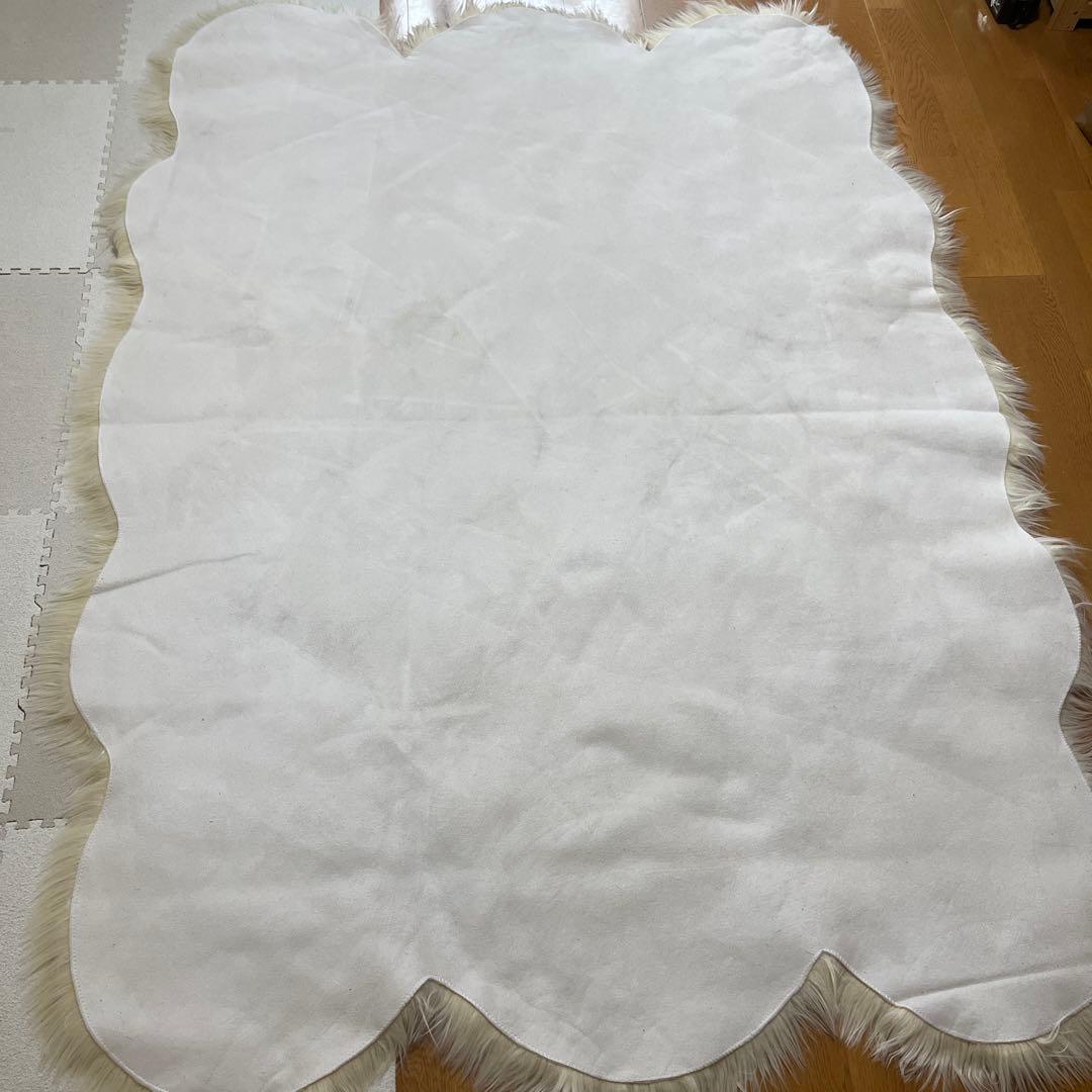 大判 ムートン ラグマット クリーム