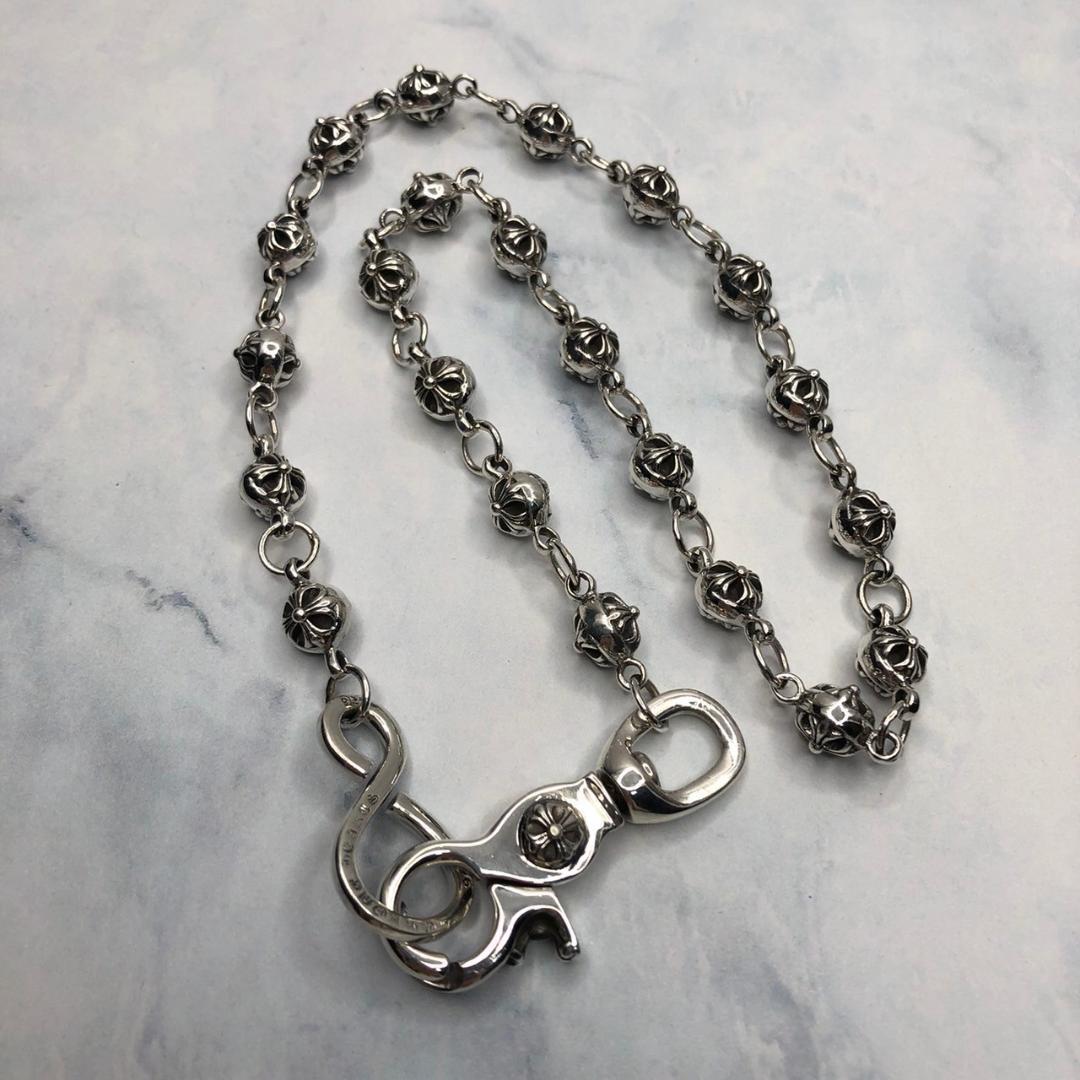 新品　ウォレットチェーン　シルバー925 クロスボール　ナスカン　7　59663