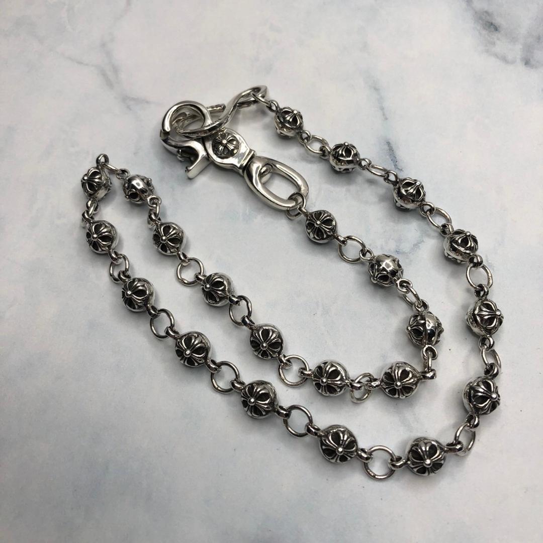 新品　ウォレットチェーン　シルバー925 クロスボール　ナスカン　7　59663