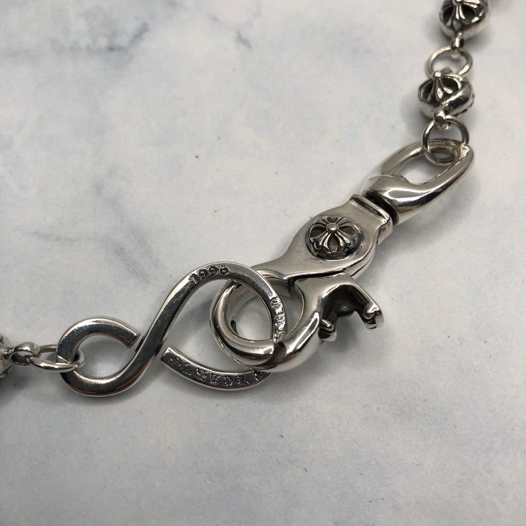 新品　ウォレットチェーン　シルバー925 クロスボール　ナスカン　7　59663