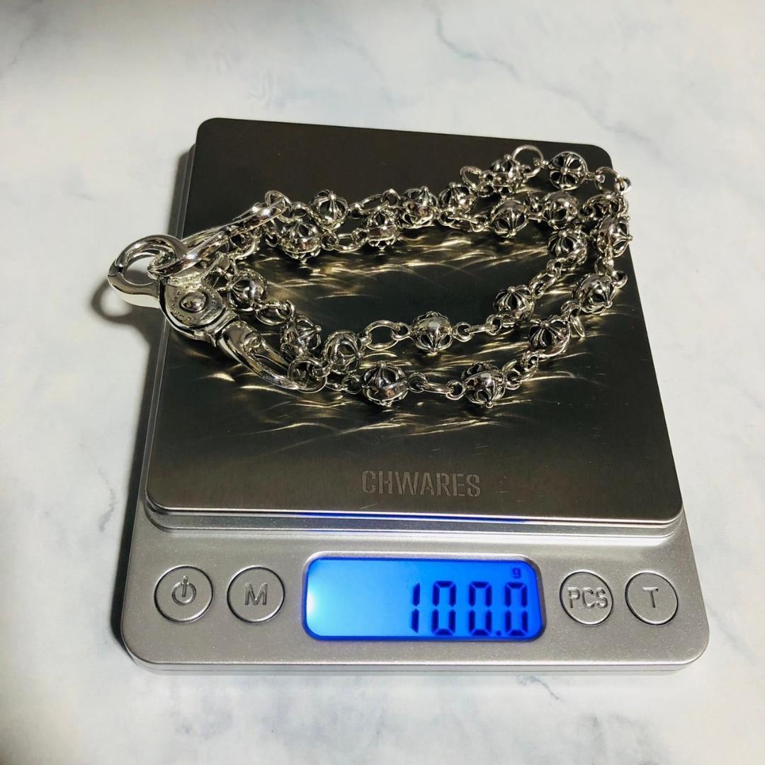 新品　ウォレットチェーン　シルバー925 クロスボール　ナスカン　7　59663