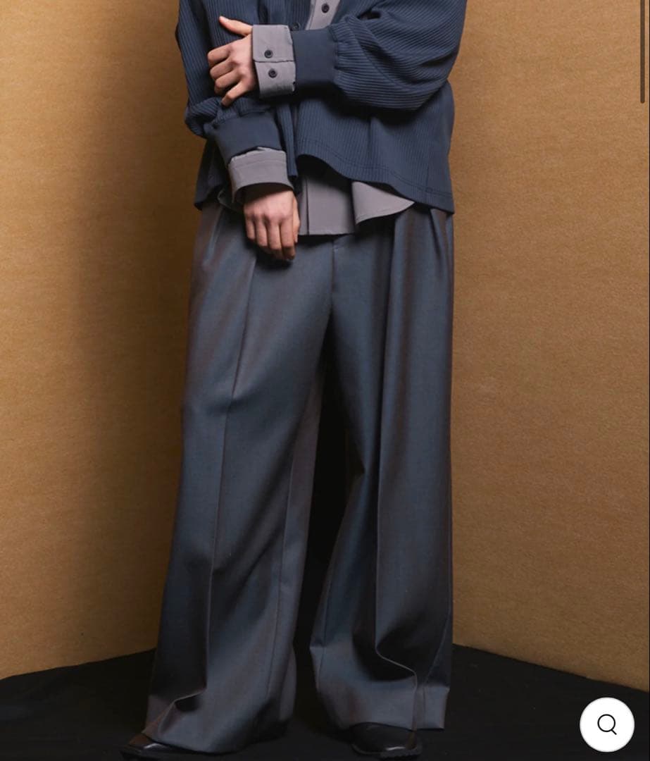 MAISON SPECIAL シャンブレーウールタックワイドパンツ サイズ2