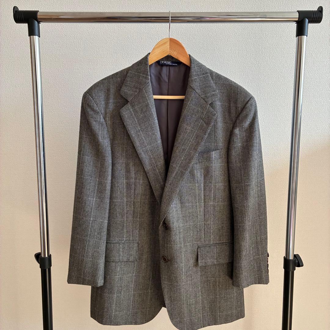 【美品】ポロバイラルフローレン ウール100% テーラードジャケット 冬 グレー